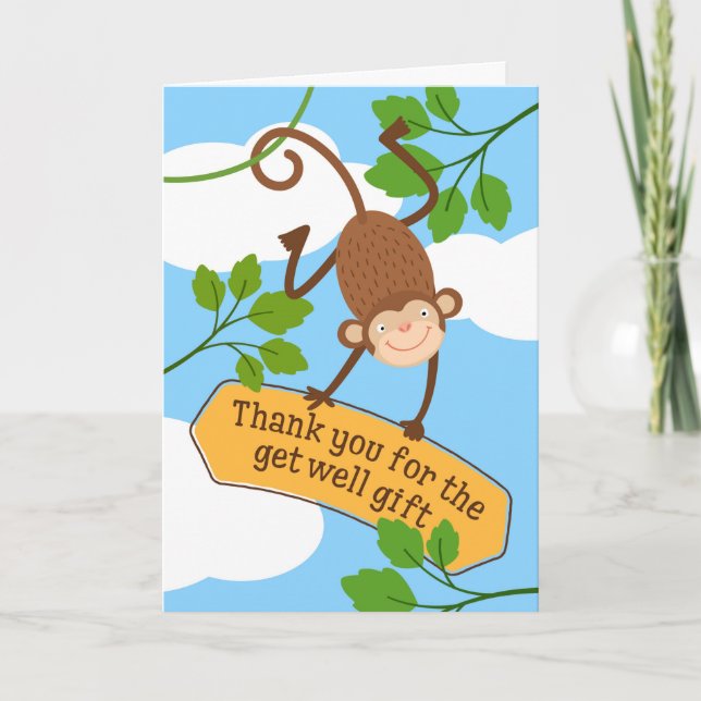 Thank You for Get Well Gift - Monkey Cartoon (Front)
