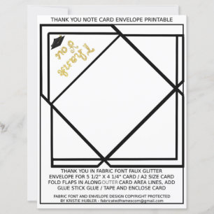 Thank you for Graduation Note Card Envelope Paper