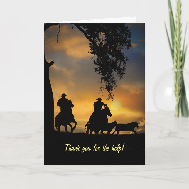 Thank You For Help Country Western Cowboy Card (Front)