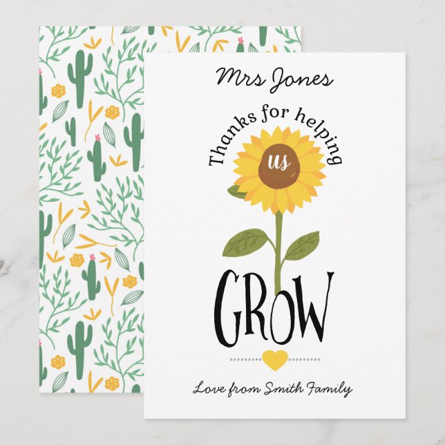 Thank you for helping me grow card holder voucher (Front/Back)