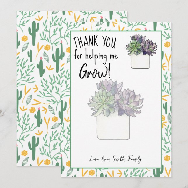 Thank you for helping me grow card holder voucher (Front/Back)