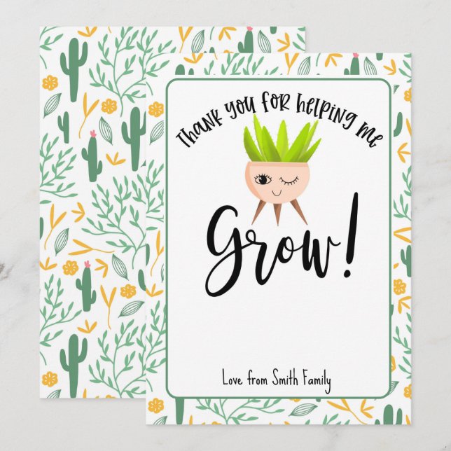 Thank you for helping me grow card holder voucher (Front/Back)