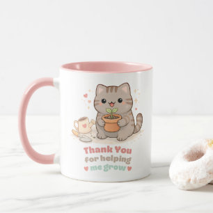 Thank You for Helping Me Grow Cute Cat Sweet Pink Mug