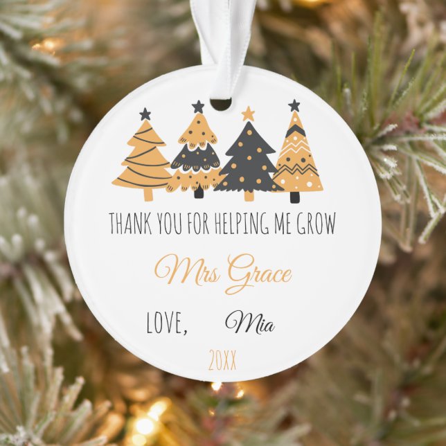 THANK YOU FOR HELPING ME GROW,personalized teacher Ornament (Tree)