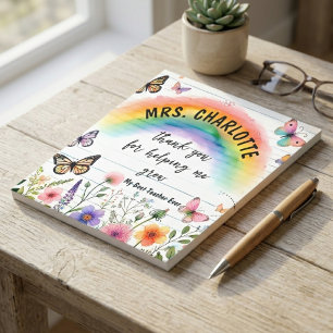 Thank You for Helping Me Grow Rainbow Teacher Notepad