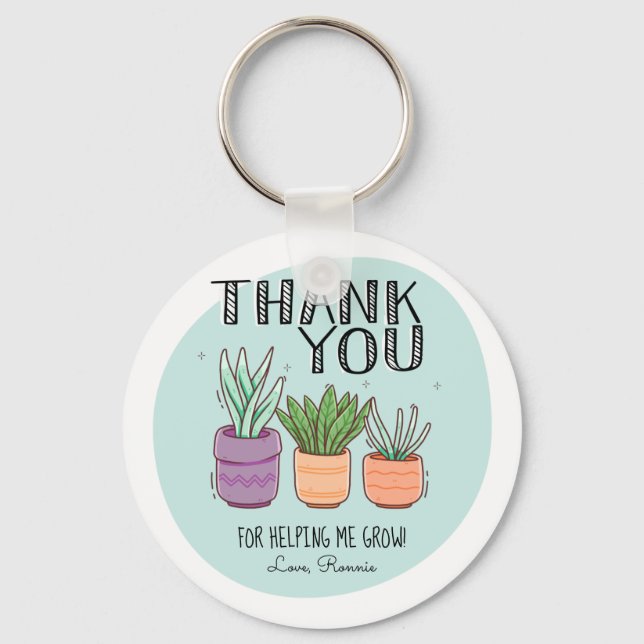 Thank You for Helping Me Grow Teacher Appreciation Keychain (Front)