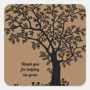Thank You For Helping Me Grow Teacher Appreciation Square Sticker