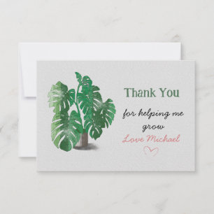 Thank You for Helping Me Grow Watercolor Plant Card