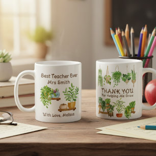 Thank You For Helping Me Grow Watercolor Plant  Coffee Mug