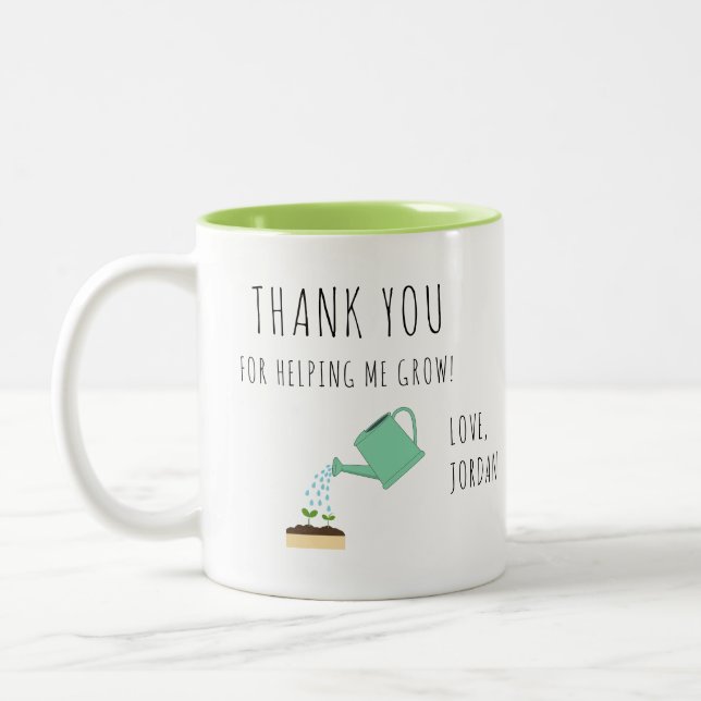 Thank you for Helping me Grow Watering Can Two-Tone Coffee Mug (Left)