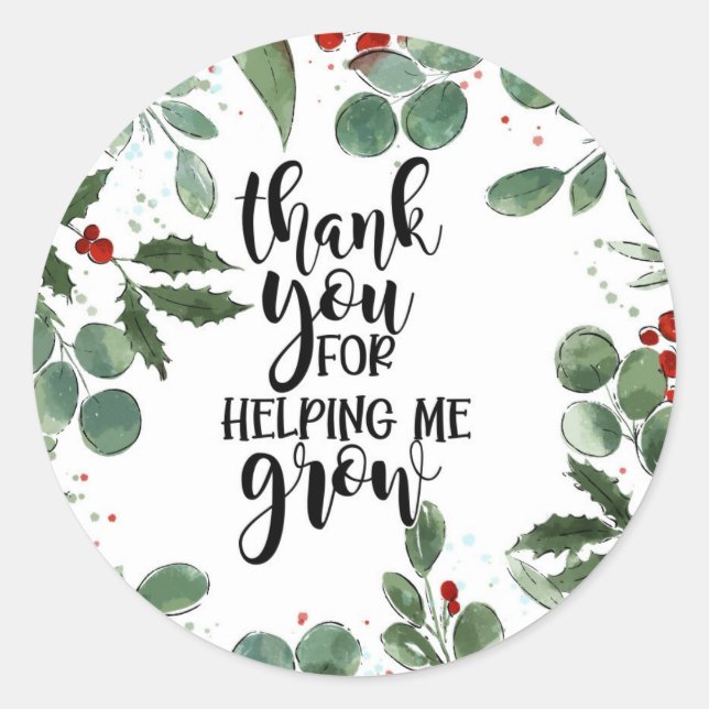 thank you for helping me grown Christmas  Note Car Classic Round Sticker (Front)