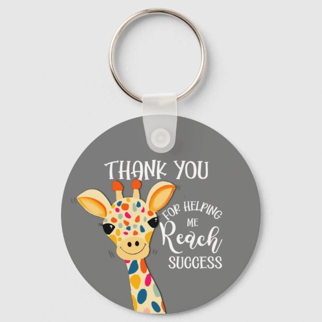 thank you for helping me reach success giraffe  ce keychain (Front)