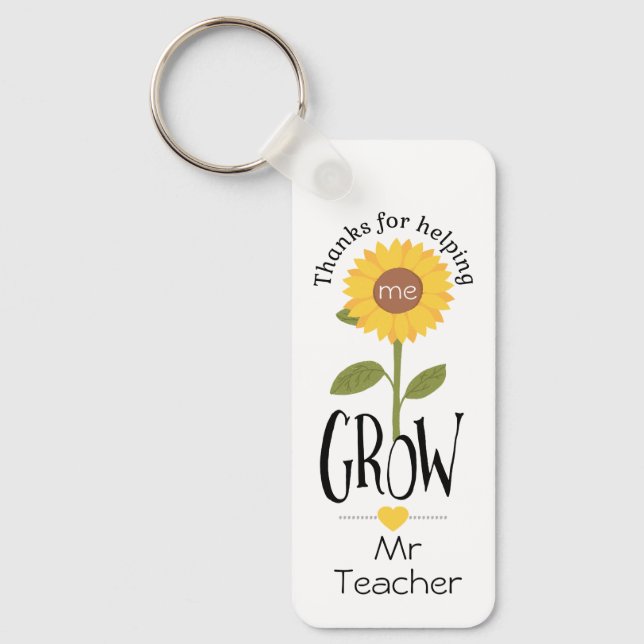 Thank you for helping us grow teacher sunflower keychain (Front)
