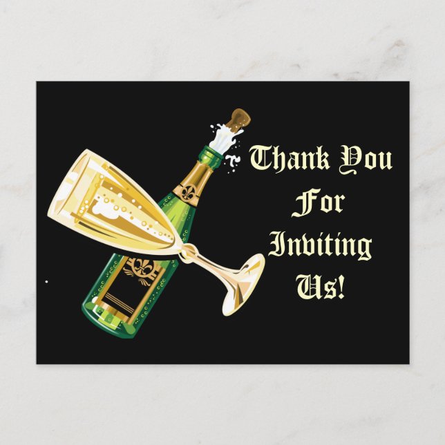 Thank you for inviting us champaign postcard (Front)