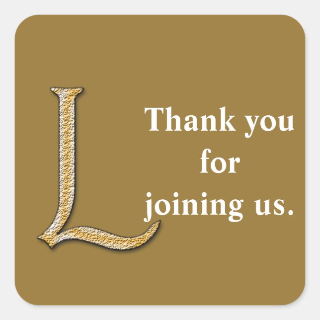 Thank You for Joining Us Gold Silver Monogram L Square Sticker (Front)