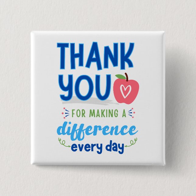Thank You for Making a Difference 2 Inch Square Button (Front)