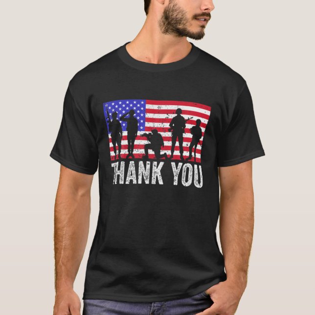 Thank You For Men Women Kid Girl Boy Patriotic Ame T-Shirt (Front)
