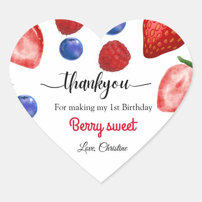 Thank you for my 1st Berry Christmas, berry themes Heart Sticker (Front)
