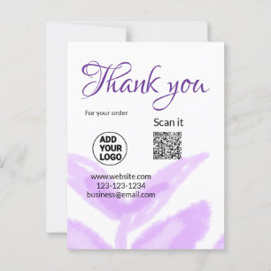 Thank you for order scan QR purple leaves logo web Postcard