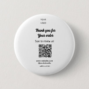 Thank you for order scan Review us business logo 2 Inch Round Button