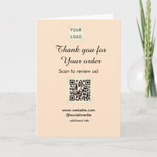 Thank you for order scan Review us business logo Card