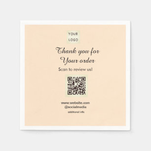 Thank you for order scan Review us business logo Napkin