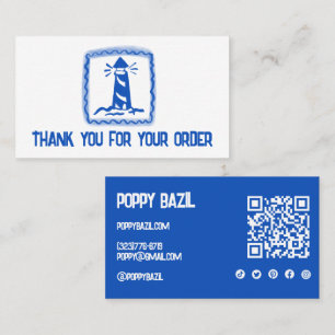 Thank You for Order Social Icon QR Code Lighthouse Business Card