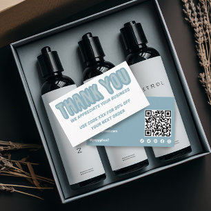 Thank You for Order Social Icons QR Code BLUE Business Card