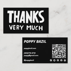 Thank You for Order Social Icons QR Code CUSTOM Business Card