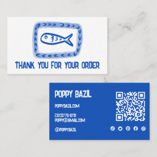 Thank You for Order Social Icons QR Code Cute Fish Business Card