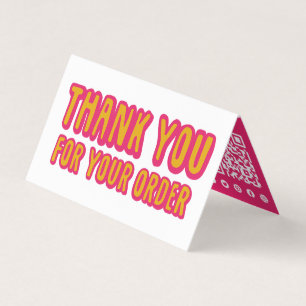 Thank You for Order Social Icons QR Code Hot Pink  Business Card