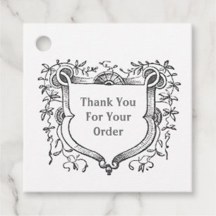 Thank You For Order Vintage Shield Appreciation Favour Tags