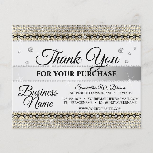 Thank You For Orders Jewellery Glitter Gold Diamon (Front)