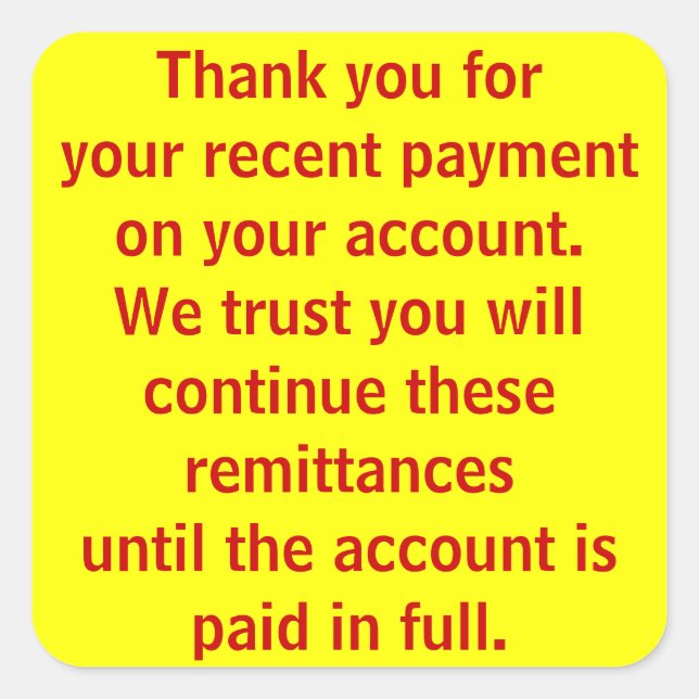 Thank You for Payment Patient Billing Stickers (Front)