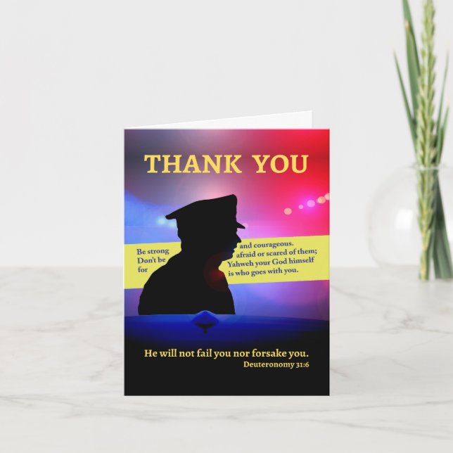 Thank You for Police Officer Christian Theme Card (Front)