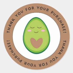 Thank You For Purchase Funny Avocado Circle Classic Round Sticker