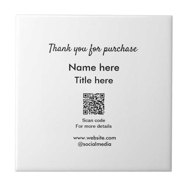 Thank you for purchase name title here scan QR Tile (Front)