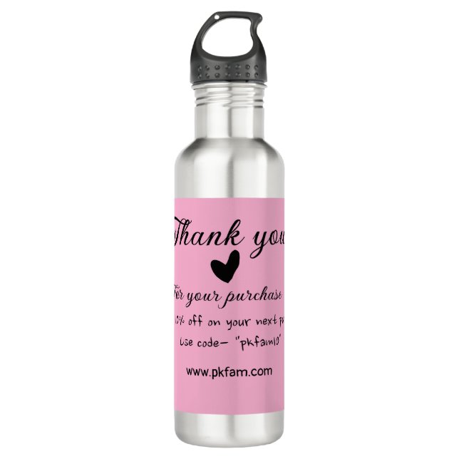 Thank you for purchase pink family business detail 710 ml water bottle (Front)