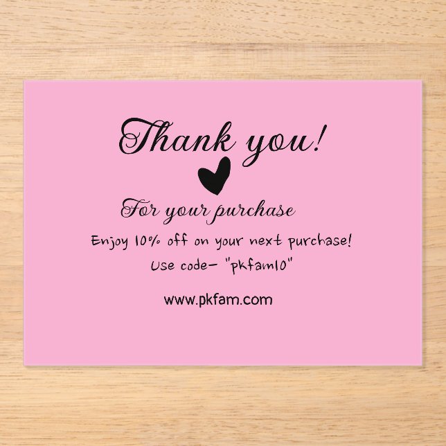 Thank you for purchase pink family business detail acrylic invitations (Front)