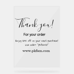 Thank you for purchase pink family business detail acrylic sign