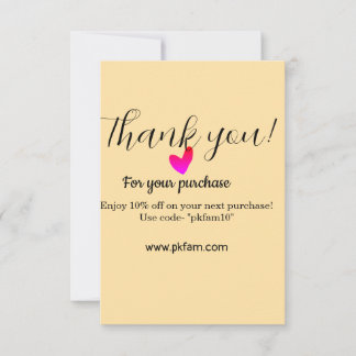 Thank you for purchase pink family business detail card