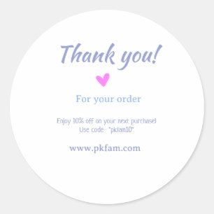 Thank you for purchase pink family business detail classic round sticker