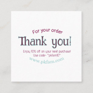 Thank you for purchase pink family business detail loyalty card