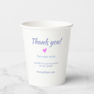 Thank you for purchase pink family business detail paper cups