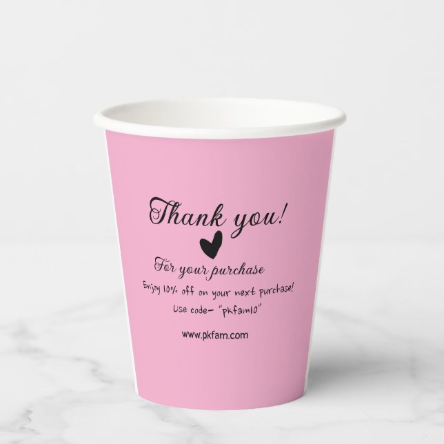 Thank you for purchase pink family business detail paper cups (Front)
