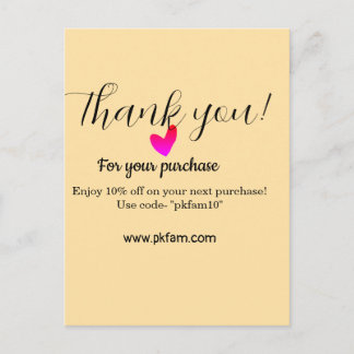 Thank you for purchase pink family business detail postcard