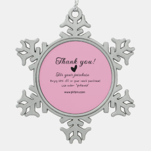 Thank you for purchase pink family business detail snowflake pewter christmas ornament