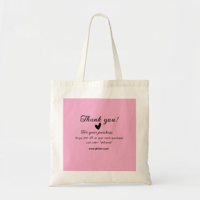 Thank you for purchase pink family business detail tote bag (Front)