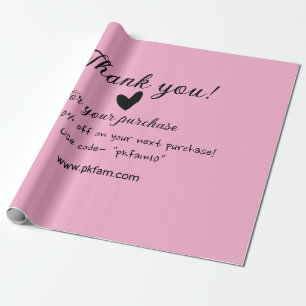Thank you for purchase pink family business detail wrapping paper