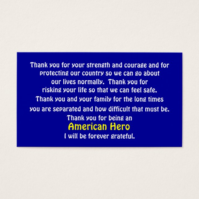 Thank You For Serving Our Country (Front)